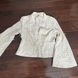 Free People Cream Lace Blazer with Flared Sleeves
